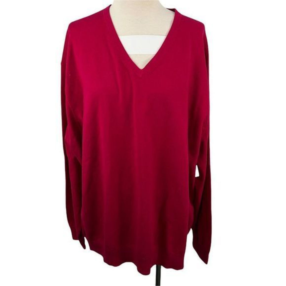 NWT CUTTER & BUCK Fuschia Pink‎ V Neck Sweater (2XB)